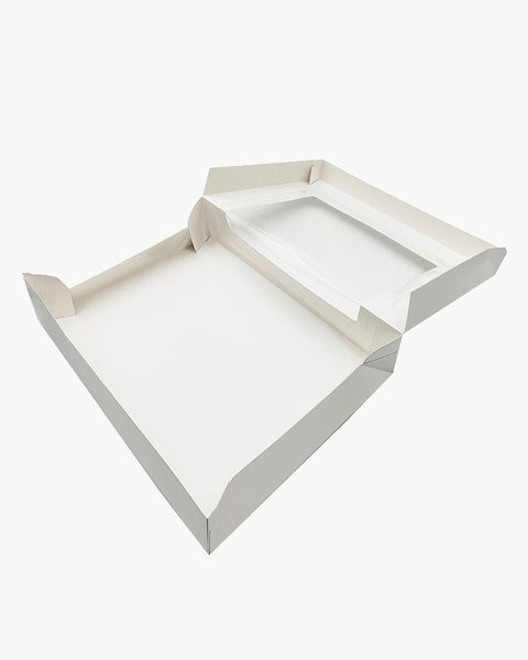 White Cake Box w/window 19x14x4 50ct. RPC